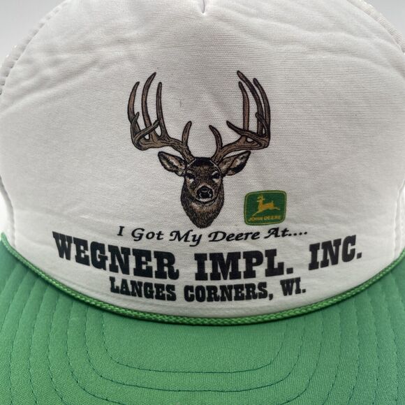 Vintage John Deere Hat Cap White Green Adjustable Double Snapback Trucker Rope - Picture 3 of 11